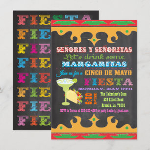 Invitation Chalkboard Mexicaine Fiesta Cinco de Mayo Invitati