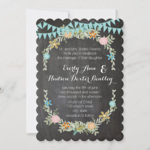Invitation Chalkboard Mint Bund Pennant Mariage Garland