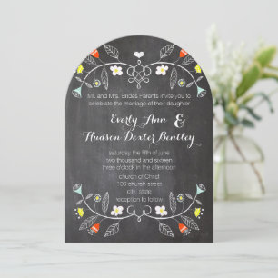 Invitation Chalkboard Mint Orange Floral Garland Mariage