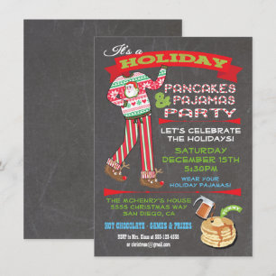 Invitation Chalkboard Noël Pancakes & Pajamas Party