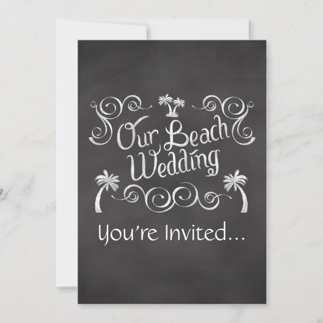 Invitation Chalkboard Notre Mariage Plage (Devant)
