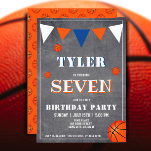 Invitation Chalkboard Orange Basketball Anniversaire
