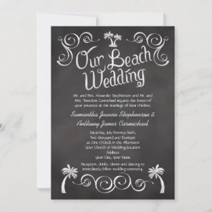 Invitation Chalkboard Palm Tree Beach Mariage