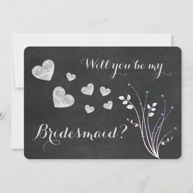 Invitation Chalkboard Pâté Floral Serez-Vous Ma Femme D'Accue (Devant)