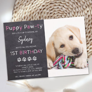 Invitation Chalkboard Pawty Chien Chien Chien Chien Chien Chi
