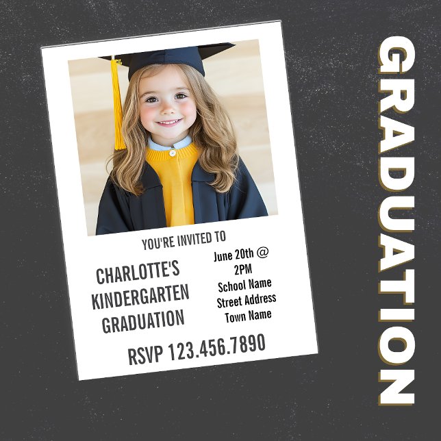Invitation Chalkboard Photo Enfant du jardin d'enfants Gradua (Kid's Graduation Invitations)