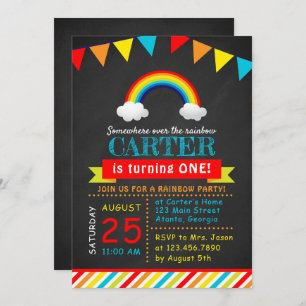 Invitation Chalkboard Rainbow fête d'anniversaire