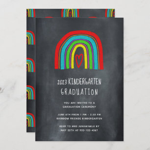 Invitation Chalkboard Rainbow Kindergarten Graduation