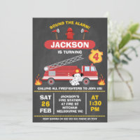 Chalkboard Red Firefighter Moteur d'incendie Anniv