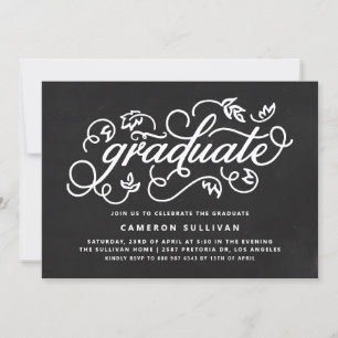 Invitation Chalkboard Rustic Calligraphy Graduation Party