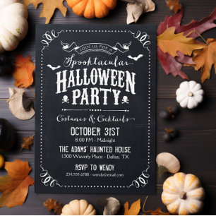 Invitation Chalkboard Rustique Spooktacular Halloween Party