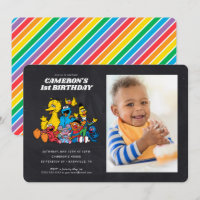 Chalkboard Sesame Street 1er anniversaire avec pho