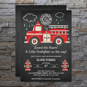 Invitation Chalkboard Sonne l'alarme ! Baby shower de camion-