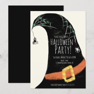 Invitation Chalkboard Sorcière Casquette Costume Halloween An