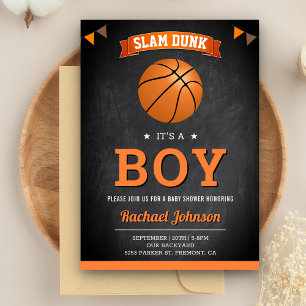 Invitation Chalkboard Sports Boy Baby shower de basket-ball