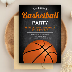 Invitation Chalkboard Sports Enfants Basketball fête d'annive