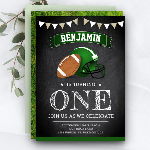 Invitation Chalkboard Sports Football 1ère fête d'anniversair