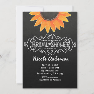 Invitation Chalkboard Sunflower Rustic Country Fête des marié