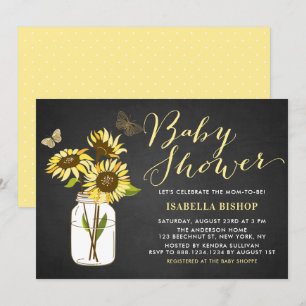 Invitation Chalkboard tournesol dans le Baby shower Mason Jar