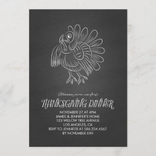 Invitation Chalkboard Turkey Thanksgiving