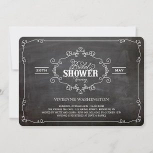 Invitation Chalkboard Vintage Chic Flouring Fête des mariées