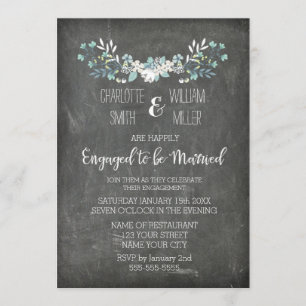 Invitation Chalkboard Vintage Floral Engagement Party