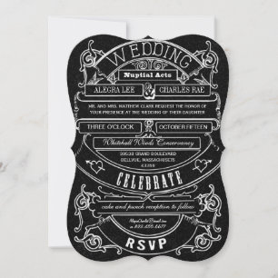 Invitation Chalkboard Vintage Moderne Mariage de typographie
