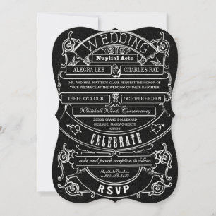 Invitation Chalkboard Vintage Moderne Mariage de typographie