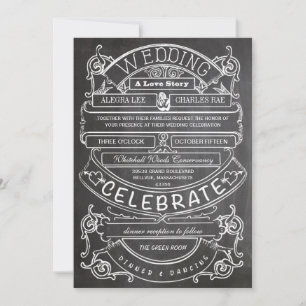 Invitation Chalkboard Vintage Moderne Mariage de typographie