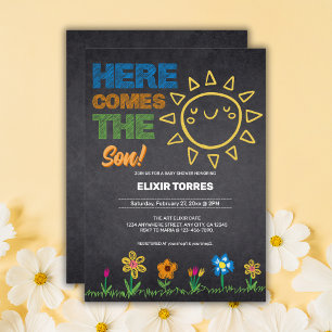 Invitation Chalkboard Voici Le Baby shower Fils