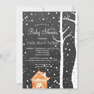 Invitation Chalkboard Wisland baby shower d'hiver rustique