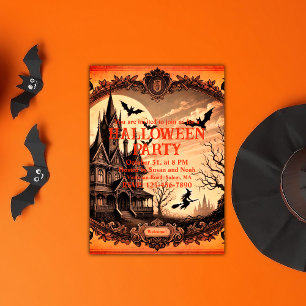 Invitation Chambre de l'Halloween victorienne gothique