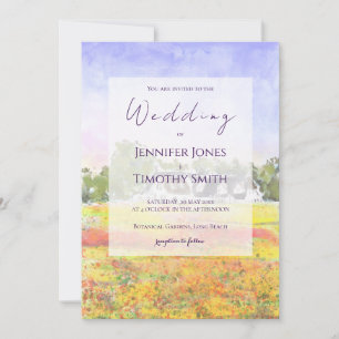 Invitation champ de fleurs sauvages aquarelle