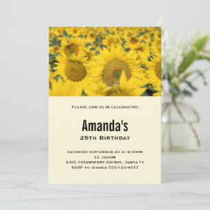 Invitation Champ de Tournesols Jaunes Anniversaire