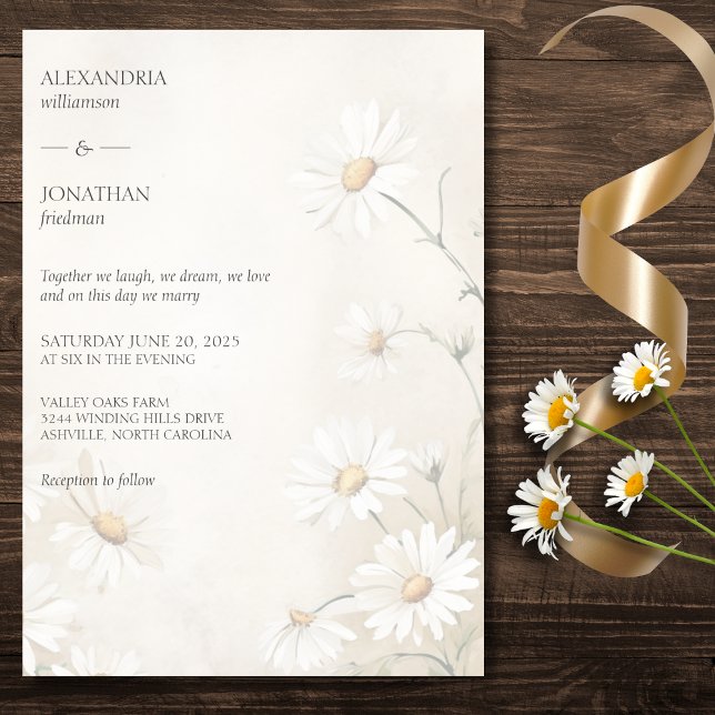 Invitation Champ rustique Mariage de marguerites (Créateur téléchargé)