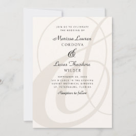 Invitation Champagne Ampersand Script Calligraphie Mariage