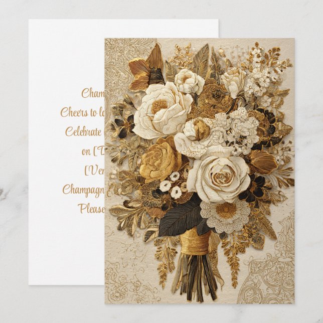 Invitation Champagne & Années | Bouquet de Cheer (Devant / Derrière)