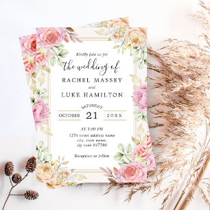 Invitation Champagne Aquarelle Florale Style Mariage