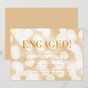 Invitation Champagne Bokeh Faux Gold Engagement Party