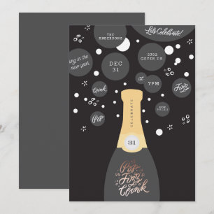 Invitation Champagne bouillonne de nouvelles années Ève
