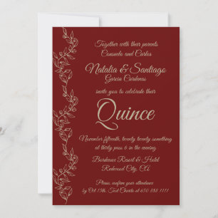 Invitation Champagne Bourgogne Twin Boy Girl Fiesta de Quince