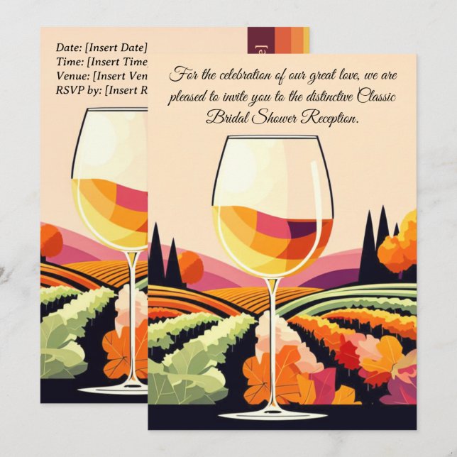 Invitation Champagne Classic Elegance douche nuptiale (Devant / Derrière)