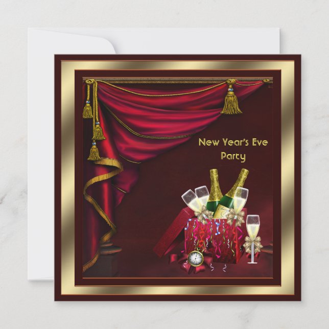Invitation Champagne Confetti Nouvel An (Devant)