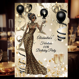 Invitation Champagne de célébration d'anniversaire de léopard