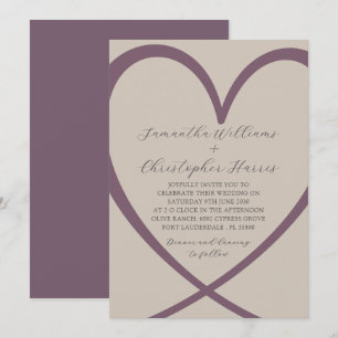 Invitation Champagne de coeur simple et Mariage Rose Dusty