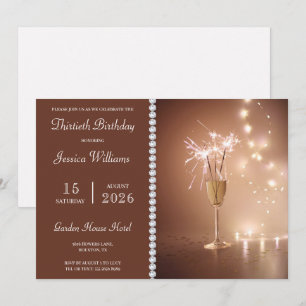 Invitation Champagne de Posh, étincelles et lumières Annivers
