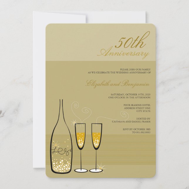 Invitation Champagne d'or à l'honneur 50e anniversaire du Mar (Devant)