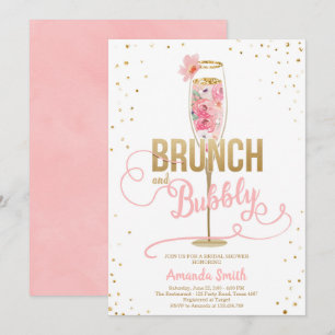 Invitation Champagne d'or au brunch et à la Fête de l'mariée 