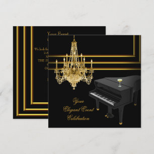 Invitation Champagne d'or pour chandelier de piano élégant