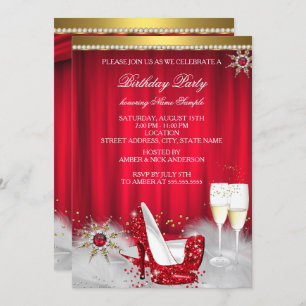 Invitation Champagne d'or Red High Heure Snowflake